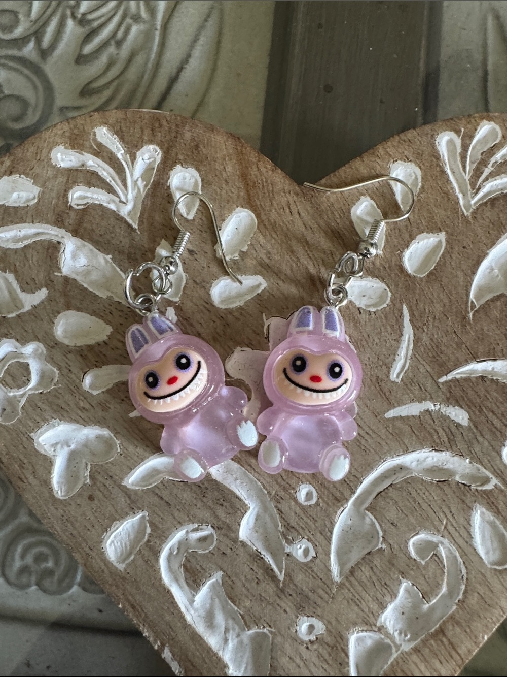 Kids Pink la bubu  Character Dangle Earrings - Cute Resin Earrings
